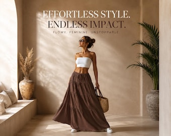 Women’s Tiered Maxi Skirt | High Waist A Line Skirt | Casual Boho Summer Bottom