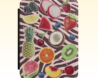 Y2k Brown and Pink Zebra and Fruit Paperwhite Kindle Case | Fruit Kindle Case, Zebra Kindle Case, Y2k Kindle Case, Paperwhite Kindle