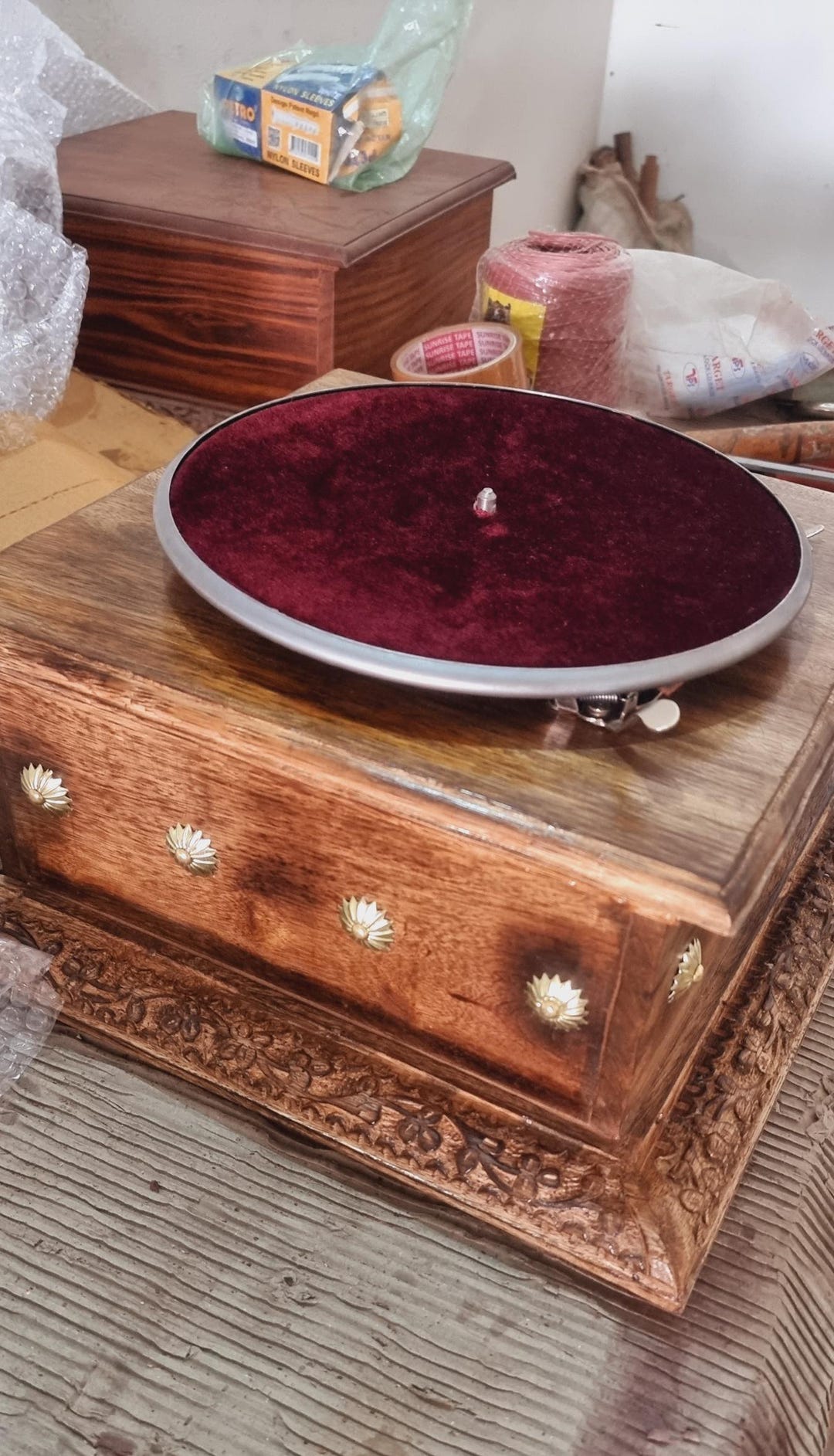 Shellac Player New Solid Handmade Green Style Gramophone: Working Shellac Record ...