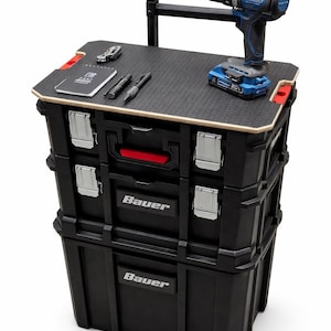 Detachable Toolbox Tabletop | Portable Workbench Surface | Camping Prep Table | Fits Modular Tool Box (Bauer)