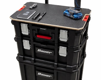 Tablero desmontable para caja de herramientas / Superficie de trabajo portátil / Mesa de preparación para camping / Compatible con caja de herramientas modular (Bauer)