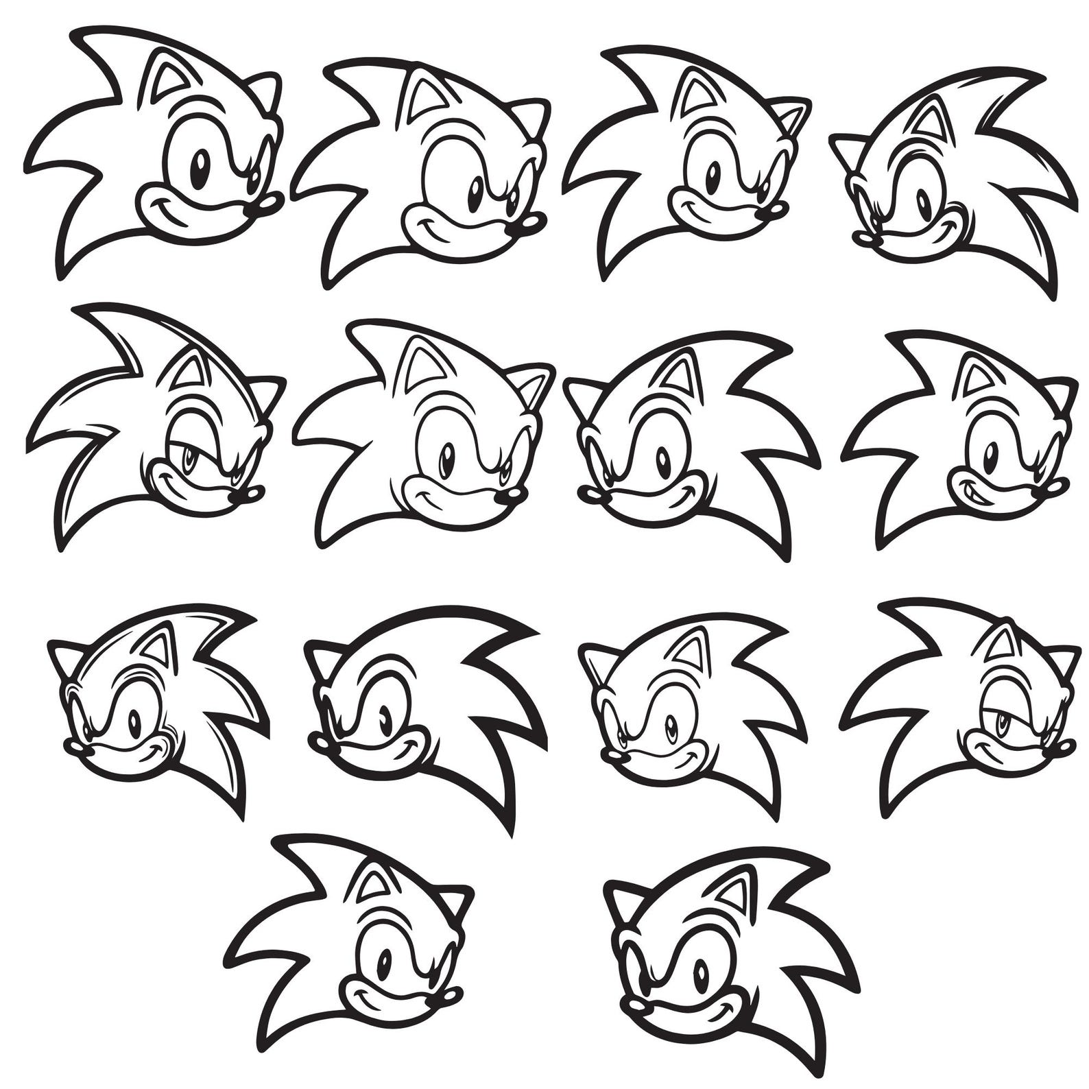 Sonic Head Line Art SVG PNG for Cricut Pack of 14 (digital Download) - Etsy