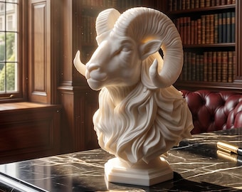 Elegant Ram Statue | Aries Decor | Zodiac Sculpture | Shelf Accent | Gift