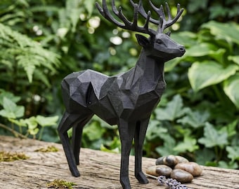 Geometric Deer Figurine | Modern Stag Statue | Shelf Decor | Gift