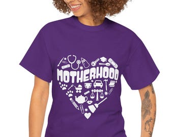 Motherhood heart design Tee | Mom life icons shirt