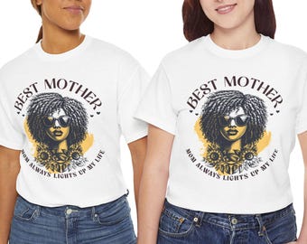 Afro Woman T-Shirt | Floral Portrait, Sunglasses, Mom Life Graphic Tee