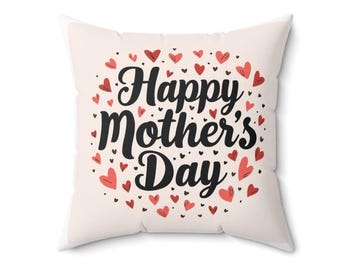 Happy Mother's Day Pillow | heart wreath design, holiday decor