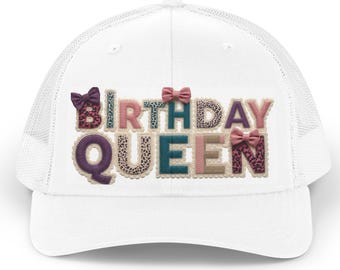 Birthday Queen Trucker Hat | Retro Patch Lettering