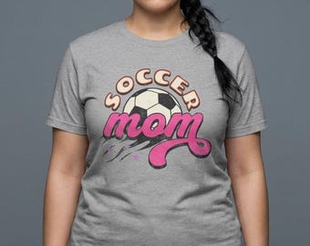 Soccer Mom tee | Soccer ball graphic shirt, pink script design