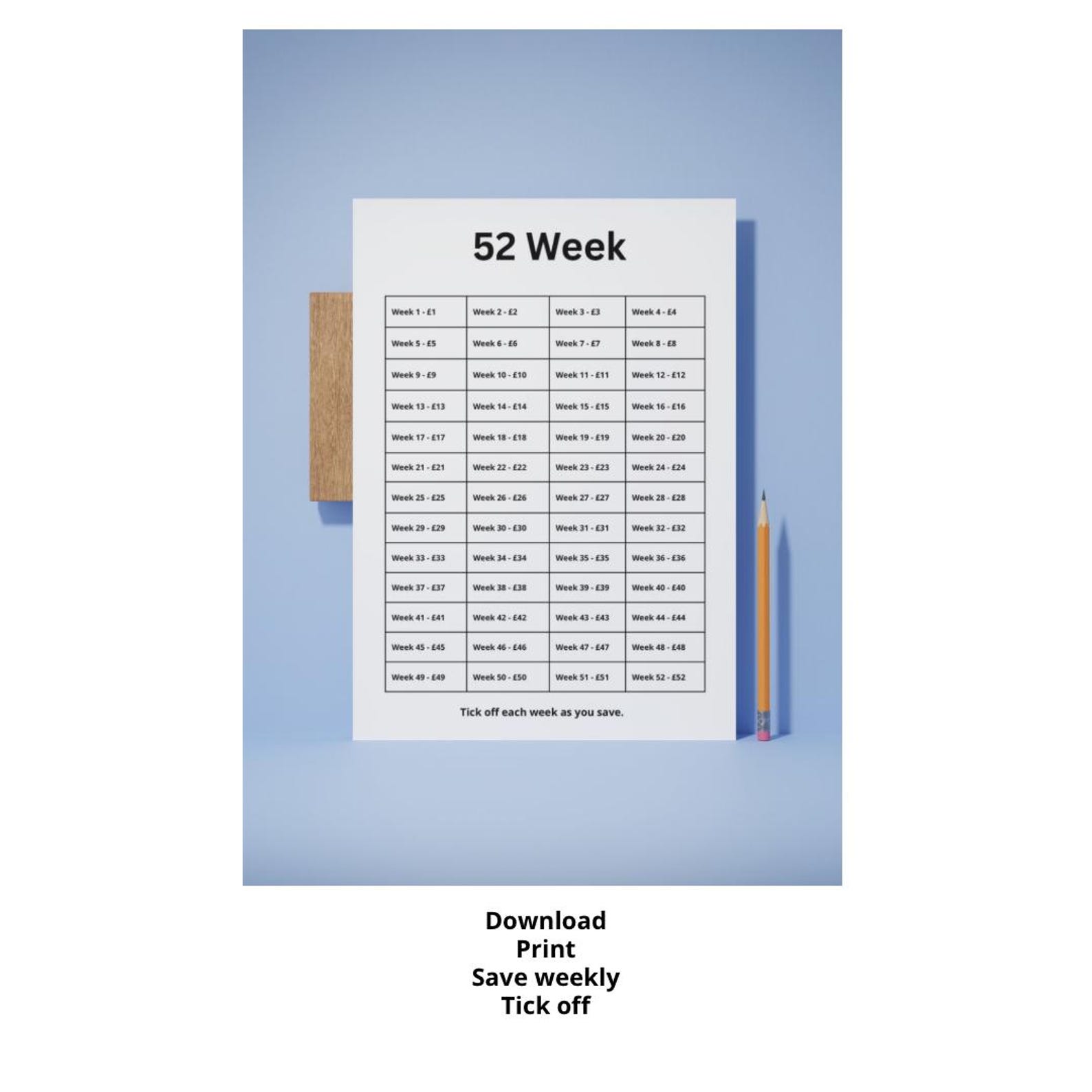 52 Week Savings Challenge UK | Printable Money Saving Tracker | 1 ...