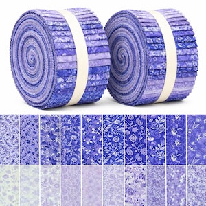 80-delars violettlila ombre-jelly roll-tygpaket, blommiga quiltremsor (6,5 x 49,8 cm)