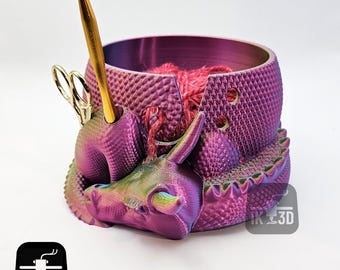 Fantasy Dragon Yarn & Crafting Bowl –Organizer with Tool Holders