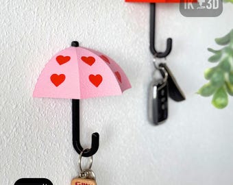 Heart Umbrella Wall Hook – Reversible Key, Coat Hook & Trinket Bowl | PLA