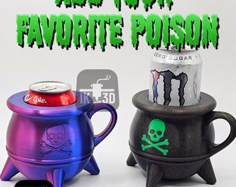 Gothic Cauldron Can Holder Spooky Drink Insulator for Halloween & Dark Aesthetic