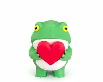Cheeky Frog Figurine Holding a Heart - Cute Romantic Novelty Gift Decor