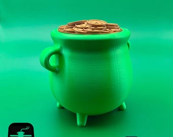St Patrick's Day Leprechaun Cauldron Piggy Bank | Unique 3D Printed Gift
