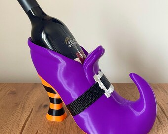 Sculpted Witch Shoe Wine Bottle Holder - Spooky Halloween Decor & Gift