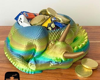 Sleepy Dragon Candy Bowl & Planter - Adorable Desktop Coin and Trinket Keeper
