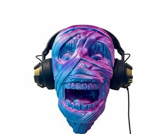 Gothic Mummy Head Wall Mount Headphones Holder - Ancient Egyptian Decor