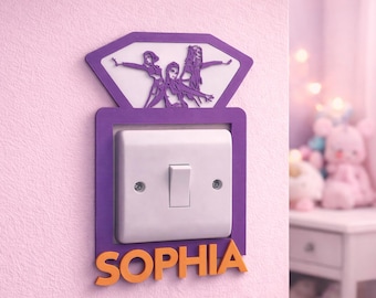 Personalised K-Pop Style Light Switch Cover | Custom Name 3D Printed Room Decor | Girls Bedroom Gift