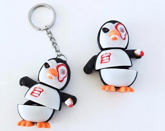 Flexi Mini Killer Penguin Articulated 3D Printed Desk Toy Black & White