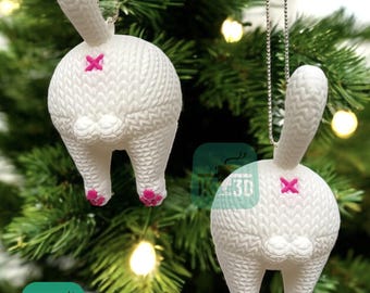 Knitted-Style Cat Butt Ornament | Funny Feline Christmas Decor Gift