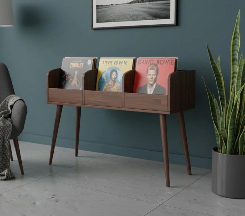 Solid Wood Vinyl Record Stand – Handmade LP Storage Cabinet, Natural ...