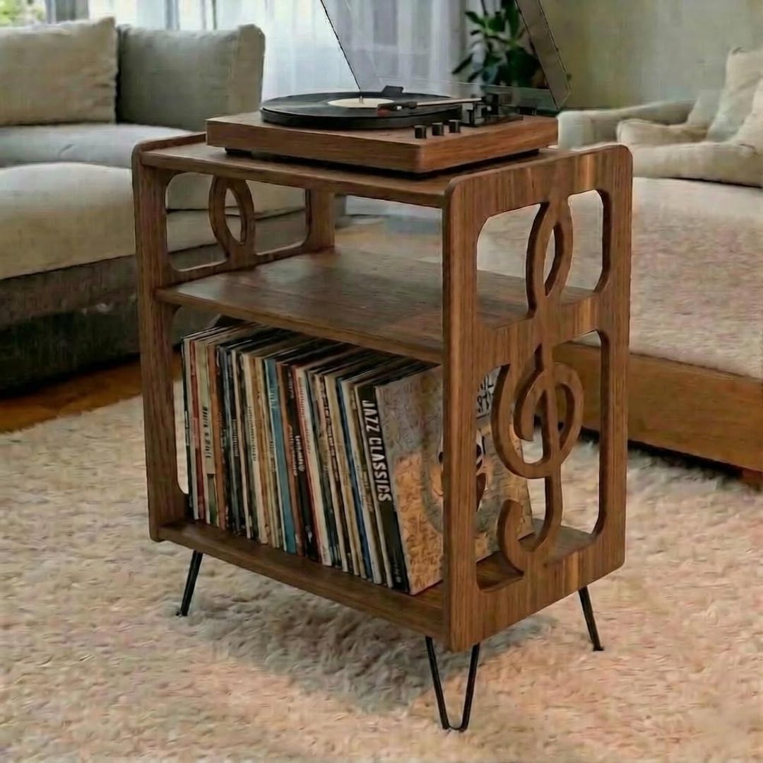 Treble Table Musical Treble Clef Plywood End Table, 3-tier Music Room Nightstand - Etsy