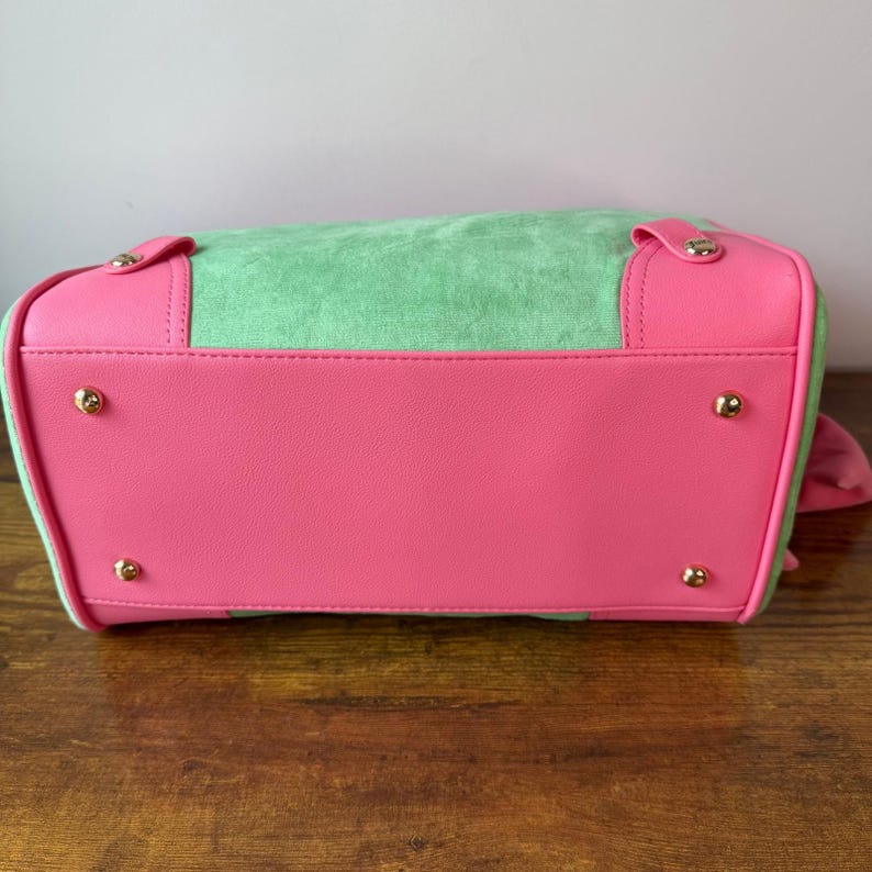 New Juicy Couture Classic Scottie Dogs Green Pink Daydreamer Tote Handbag Y2K image 6