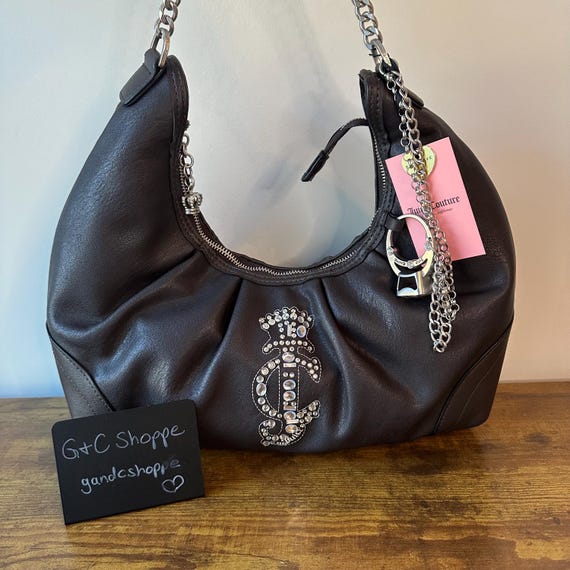 New Juicy Couture Juicy Crown Chocolate Brown Hobo Shoulder