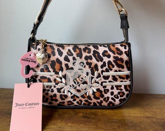 Nowa torebka Juicy Couture Prep School z czarnym wzorem w panterkę i mini torebką w kolorze złotym