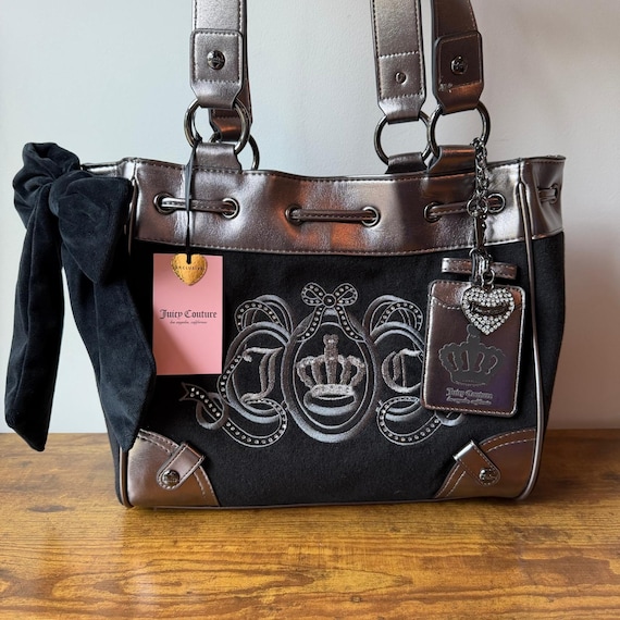 NWT Juicy Couture Lovers Club Daydreamer Tote Metallic Black Viral