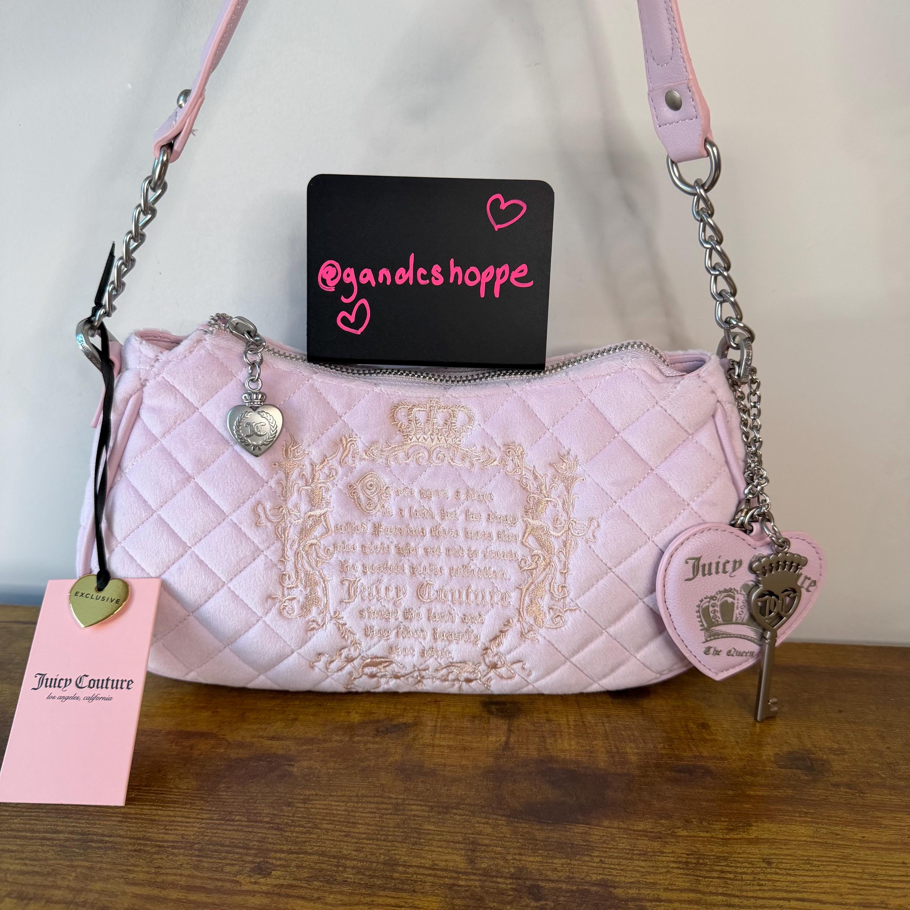 New Juicy Couture Juicy Tale Shoulder Handbag Sandstone Lilac Mist