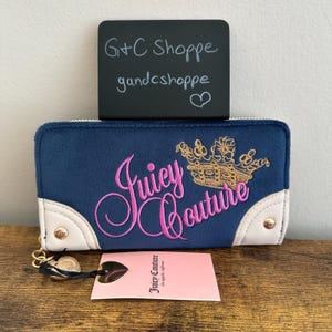 New Juicy Couture Key To Juicy Long Accordion Zip Wallet Blue Purple Cardholder
