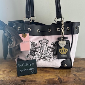 New Juicy Couture Classic Scottie Dogs Daydreamer Viral Tote Shoulder Bag Pink image 1