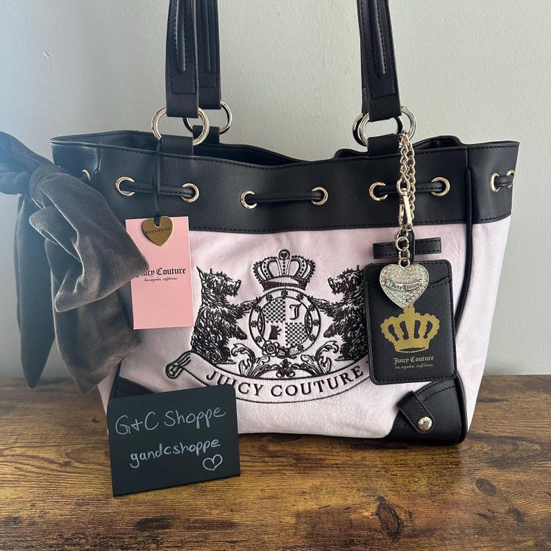 New Juicy Couture Classic Scottie Dogs Daydreamer Viral Tote Shoulder Bag Pink image 1