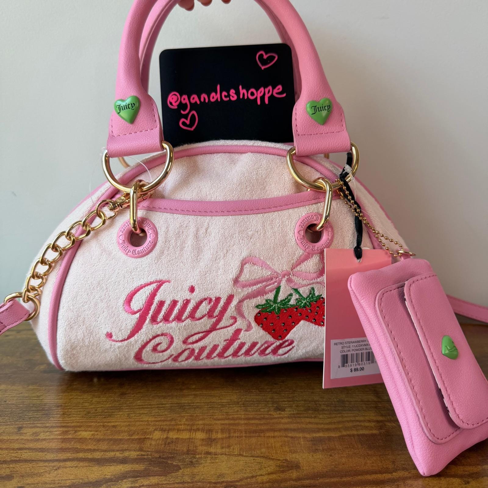Juicy Couture Backpack Purse Women Strawberry Pink Straps Bag Charm Handbag NWT Juicy Couture Freshly Picked Strawberry | Mercari main image 4