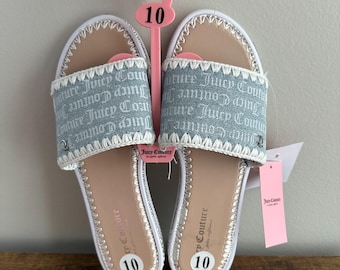 Nuevas zapatillas Juicy Couture talla 10, color azul vaquero con monograma blanco, sin cordones, para mujer.
