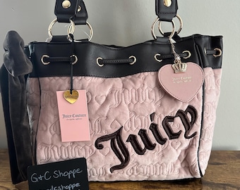 New Juicy Couture Vintage Dreams Tote Daydreamer Pink Blush Brown Pink Viral Bag