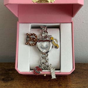 Juicy Couture Y2K White Silicone Watch with gold hardware, heart charm vintage Vintage Y2K Juicy Couture Limited 2007 GoldCharm Bracelet  main image 3