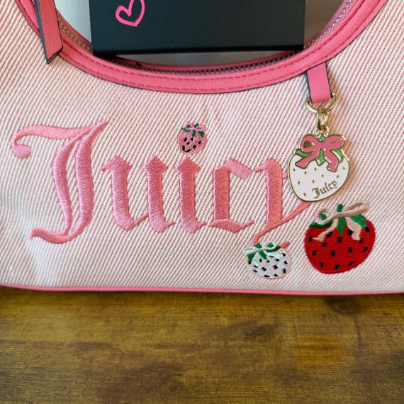 New Juicy Couture Sweet Berry Hobo Shoulder Handbag Strawberry