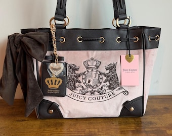 New Juicy Couture Classic Scottie Dogs Daydreamer Tote Shoulder Bag Dusty Pink