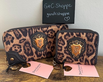 Nowy zestaw portfeli Juicy Couture Romance z nadrukiem w panterkę, złoty, wirusowy, długi, krótki, uroczy