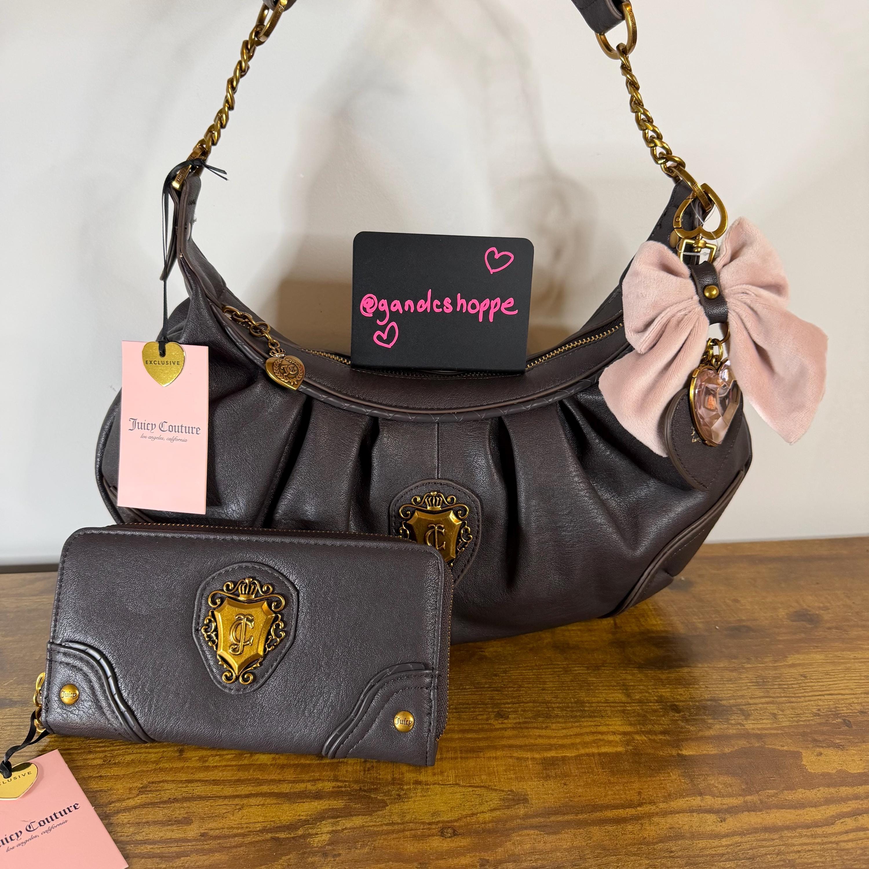New Juicy Couture Romance Hobo Shoulder Bag Wallet Set Chocolate