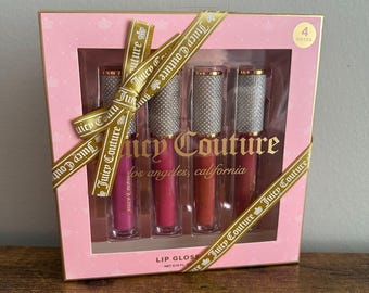 New Juicy Couture 4 Pck Lip Gloss Makeup Cosmetic Rhinestone Berry Pink Cute