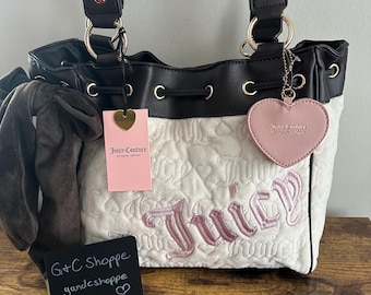 New Juicy Couture Vintage Dreams Tote Daydreamer White Brown Pink Viral Bag