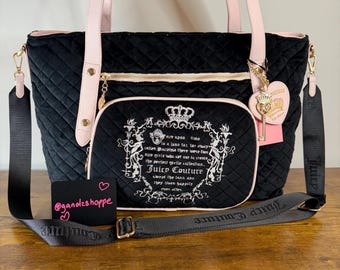 Nowa torba weekendowa Juicy Couture Juicy Tale w kolorze czarno-różowym na ramię Y2K