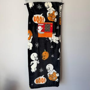 New Casper Friendly Ghost Halloween Throw Blanket Black Orange Pumpkin 50x70