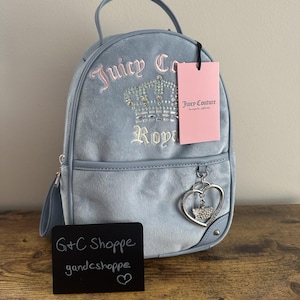 Juicy Couture Dusty Blue Floral large Backpack with Heart Accent. NWT NWT Juicy Couture Kingdom Medium Backpack - Dusty Blue | eBay main image 4