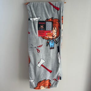 Nuova coperta in peluche di Chucky per Halloween, animata, spettrale, horror, virale, 50x70